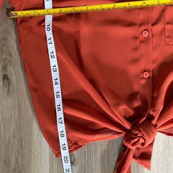 Pauln KC Brick Red Front Tie Blouse - Picture 7 of 7